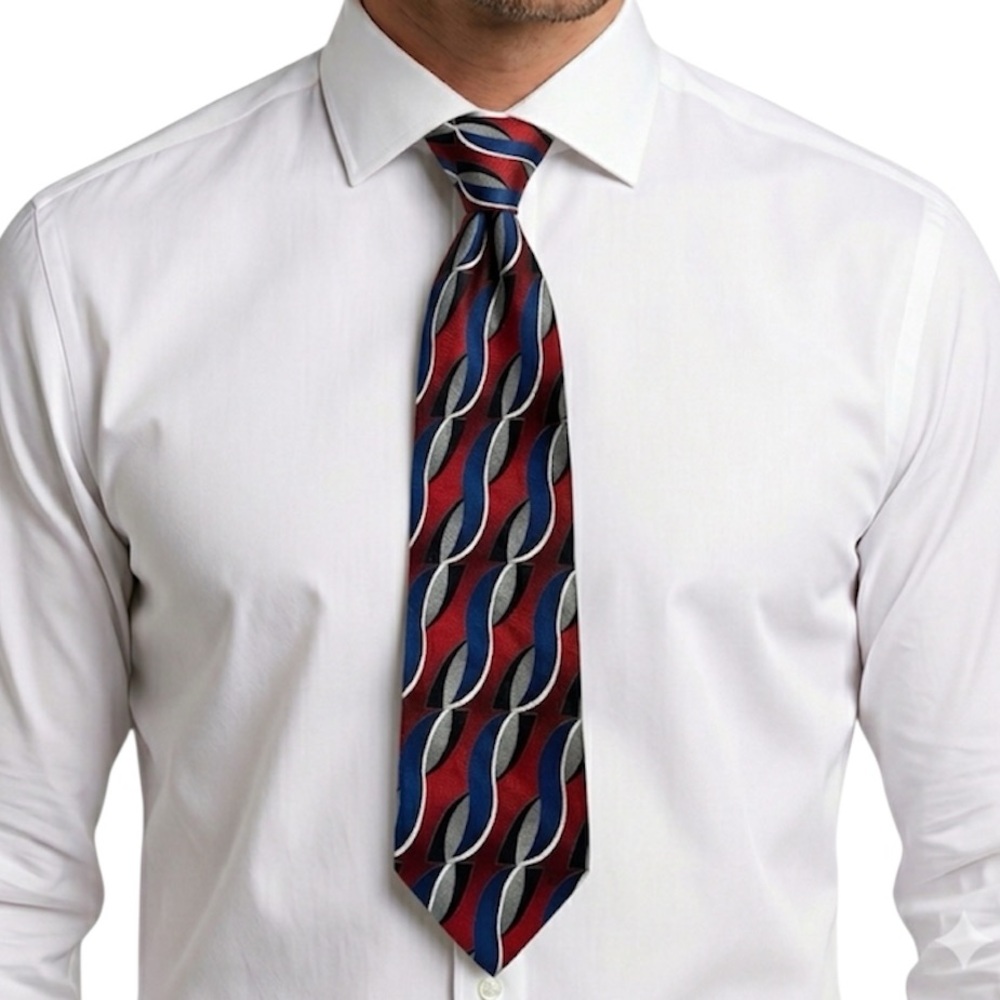 Fabio Fazio 100% Silk Men's Red and Blue Patterned Tie